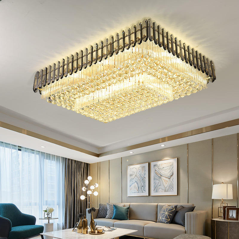 Crystal Ceiling Light - Square Silver White